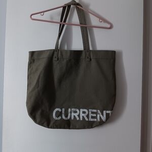 New CURRENT ELLIOTT Khaki Green Large Canvas Tote